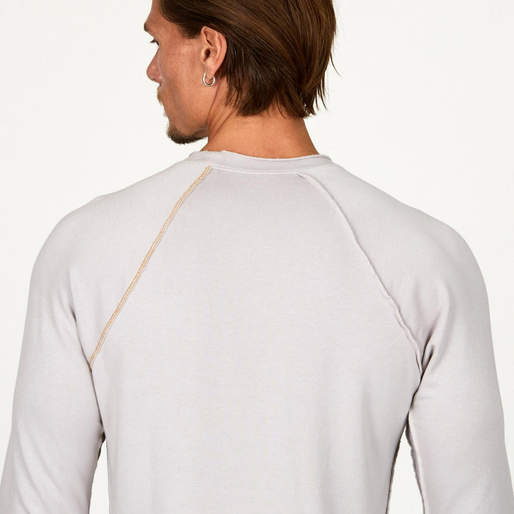 Male modeling silver long sleeve raglan