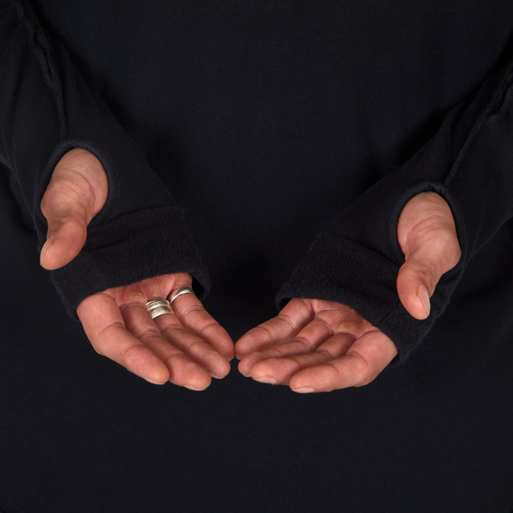 Male modeling black long sleeve raglan